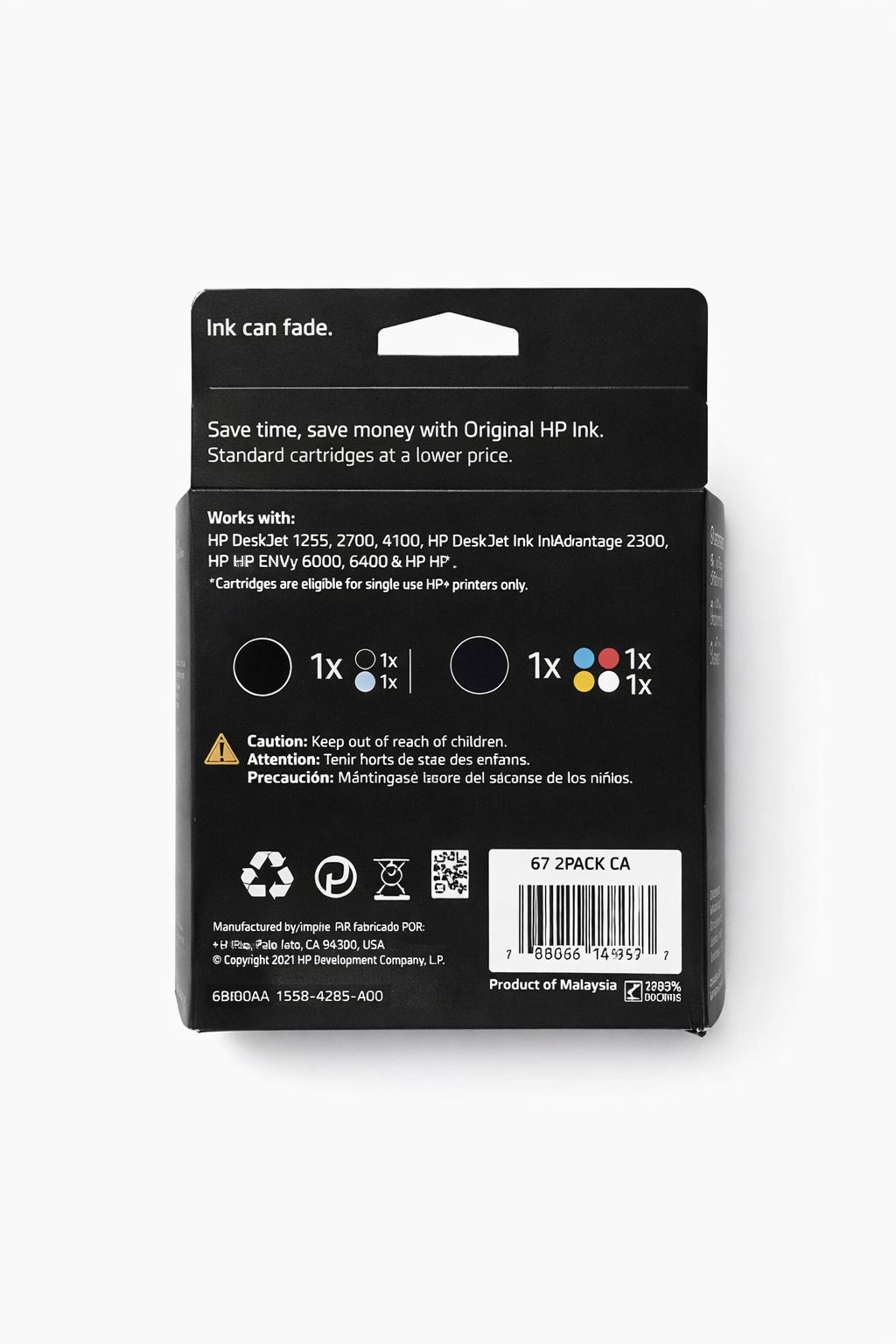 HP 67 Ink (2-Pack) – Black & Tri-Color