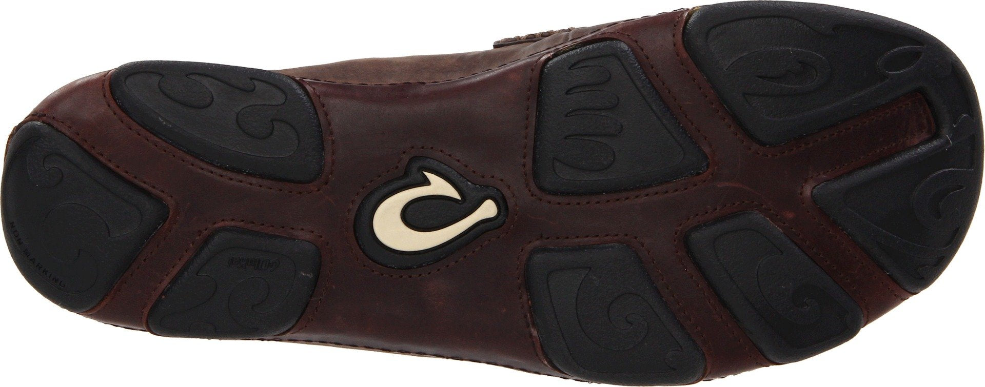 OluKai Moloa Men’s Size 9 Dark Wood/Dark Java Leather Slip-On Loafers.