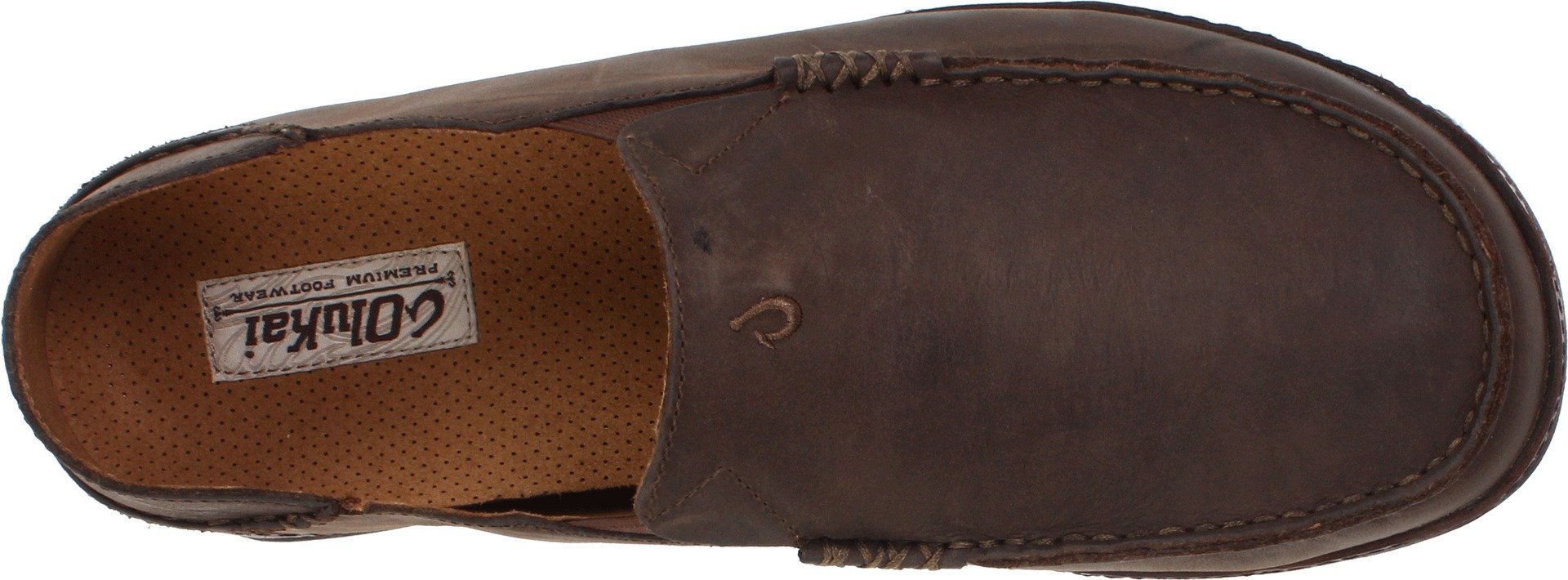 OluKai Moloa Men’s Size 9 Dark Wood/Dark Java Leather Slip-On Loafers.